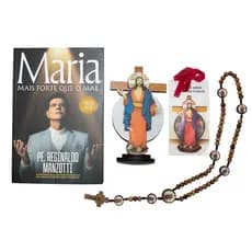Terço Santas Chagas + Livro de Orações + Imagem Padre Reginaldo Kit Religioso Católico Original