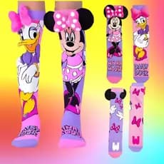 Meias Infantil Menina Cano Alto 3D Minnie Algodão Maluca Divertida