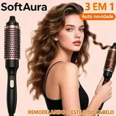 Escova de Cabelo Elétrica Alisadora Bivolt com Aquecimento Rápido Anti Frizz e Íon Negativo para Cabelos Cacheados