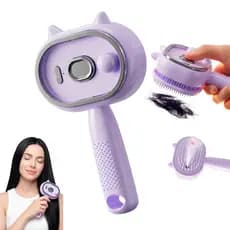 Escova Alisadora Elétrica 3 em 1 Orelha de Gato, com Spray e Pente Massageador a Vapor Presente