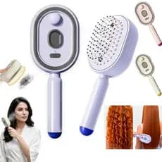 Escova Alisadora com Spray Elétrica 3 em 1, Pente de Cabelo para Massagem com Almofada de Ar a Vapor