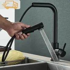 Torneira Gourmet Cozinha Monocomando Preta Com Extensor Removível 360° Misturador Agua Quente e Fria
