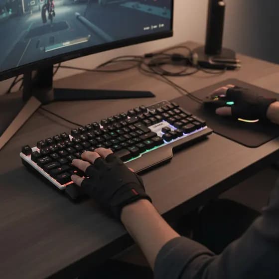 Kit Teclado + Mouse Semi Mecânico Gamer Led Rgb Óptico + Nf