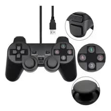 Controle Gamer Usb Pc Notebook Ps3 Ps2 Com Fio E Vibração
