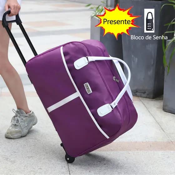 Mala de Viagem Grande Capacidade com Rodas Cadeado Senha  Bagagem de Mao Bolsa de Transporte Portatil para Mulheres
