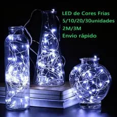 Fio De Fada LED de Cores Frias 2M/3M para Decoração Casa Natal Festa à Prova d'Água 3 Modos Iluminação Bateria Incluída