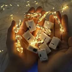 Fios de Luzes de Fada 2 Ou 3  Metros Led Dourada a Pilha Para Festas e Datas Comemorativas Presente e Natal