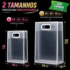 5/10/15/20/30pcs Sacola Transparente Presentes Premium com Borda Decorativa Tamanhos Pequeno eGrande Plástico Resistente