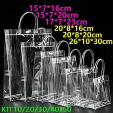 Sacola PVC transparente com alça Presentes 40/50 PCS Bolsa De Lembrança De Aniversário infantil natal Dia dos Namorados