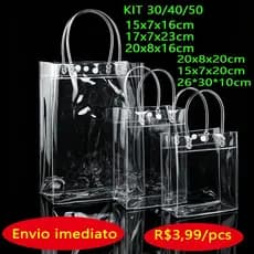 30/40/50 PCS Bolsa De Lembrança De Aniversário Infantil Sacola PVC Transparente com alça presentes de Natal festas