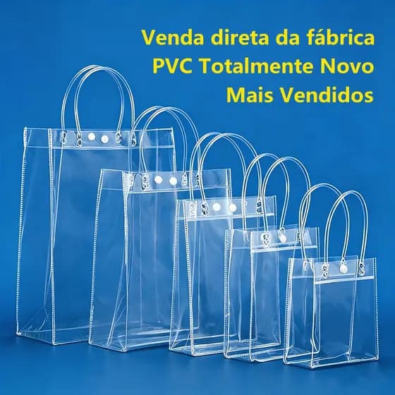 Sacola PVC Transparente com Alça 10/20/30 Peças Bolsa De Lembrança De Aniversário Infantil Casamento Batizado Natal
