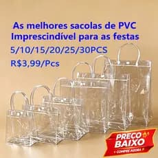 Sacola Transparente PVC com Alça Presentes para Casamentos e Bolsa De Lembrança De Aniversário Infantil 5/10/15 unidades