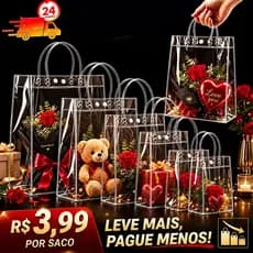 Sacolas de Presente em PVC Transparente com Alças Reforçadas Reutilizáveis para Festas Casamentos e Lembrancinhas