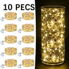1/5/10 Fios Luzes de Fada Led 2 ou 3 Metros com 3 Modos Fio de Cobre à Prova d’Água Ideal para Festas e Casamentos