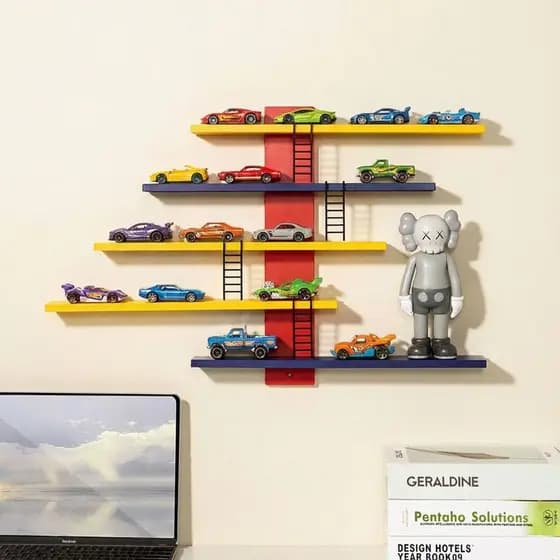 Prateleira Expositora de Parede Sem Furar Adesiva para Bonecos Colecionáveis Modelos de Carros Miniatura Decoração