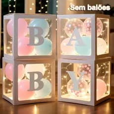 4 Cubos Baby Pintado 30CM Decoração de Festa Decoração Chá de Bebê e Revelação