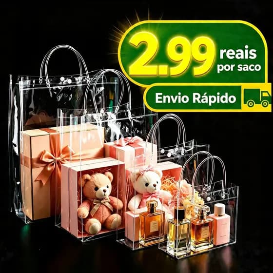 10/15/20 Sacos de Presente PVC Transparente Reutilizável para Casamentos Aniversários e Lembrancinhas