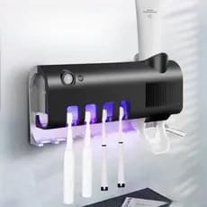 Porta Escovas Dispenser Aplicador de Pasta de Dente com Esterilizador UV