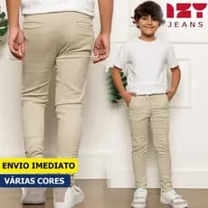 Calça Infantil Masculina Alfaiataria  2 ao 16 Bolsos Social Fino Elastano Slim - Sarja