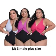 Kit 3 Maiô Plus Size - Detalhe em Nó - Cores Variadas