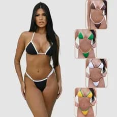Biquíni Cortininha Fio Dental Forrado com Regulador em Argola Blogueira Verão