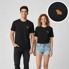 Camiseta Unissex Estampa Minimalista Capivara 100% Algodão Casual Masculina e Feminina
