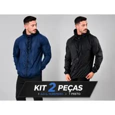 Kit 2 Peças Jaqueta Corta Vento Casaco 100%Tactel Treino Confortável Ideal Dia a Dia e Caminhadas