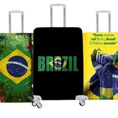 Capa de Mala Personalizada Bandeira do Brasil Estilo e Proteção Para Suas Viagens