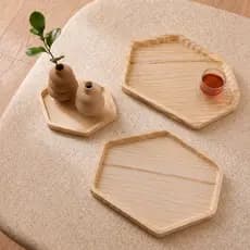 Kit 3 Tábuas Bandejas Decorativas em Madeira Maciça Decoração Petisqueira Multiuso