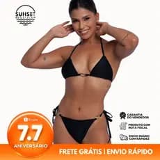 Biquíni Cortininha Feminino Detalhe Metalizado Estiloso Confortável e Perfeito para Piscina e Praia
