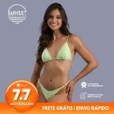 Biquíni Liso com Textura Modelo Cortininha Moda Praia Piscina