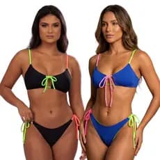 Kit 2 Biquínis Femininos de Amarração Cores Sortidas Moda Praia Verão Praia e Piscina
