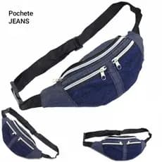 Pochete JEANS Unissex simples Multiuso 3 Bolso Resistente 602