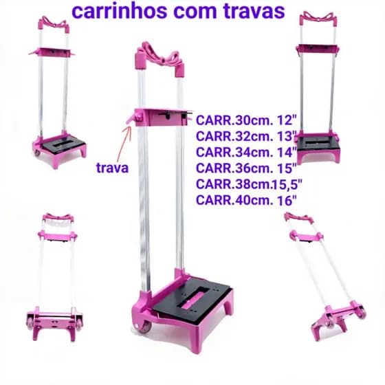 Suporte Carrinho Mochilas Rodinhas Silicone Tamanho 30 36 E 40 CM Resistente