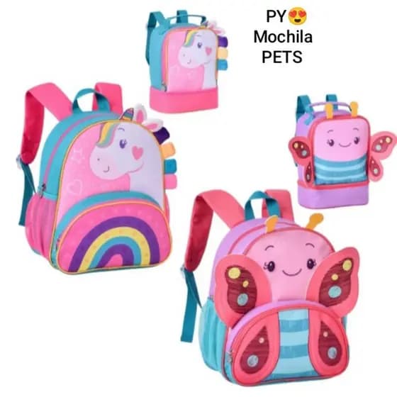 Mochila Infantil KIT Escolar Creche infantil Pets Mochila ± Lancheira Resistente Animais CP24504