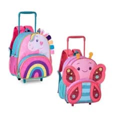 Mochila De Rodinha Infantil P/ Creche Criança Pets Resistente Borboleta Ounicórnio 24509