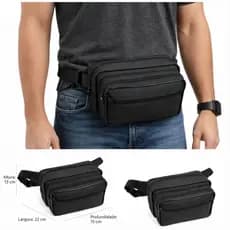 Pochete Masculina Nylon Reforçada Com 3 Divisória Grande 300