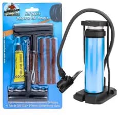 Kit Reparo de Pneu sem Camara com Bomba de ar para Motos e Carros