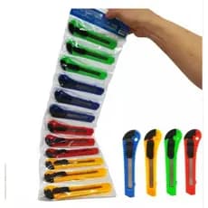 Estiletes Coloridos Material E Aço 14cm Com Trava Estilete com lâmina super amolada e resistente
