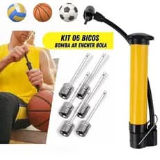 Kit Bomba de ar para Inflar Bolas e  Calibrar Pneu Bike e Moto