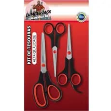 Kit 3 Tesouras Aço Inoxidável Resistente Multiuso Cort Cabelo Costura Arte Tesourinha Escolar Grande Média Pequena