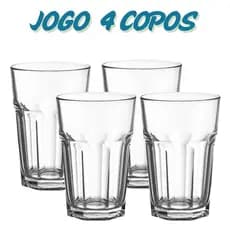 Copo vidro Resistente 350ml Vidro grosso 4 Unidades - MADE IN EGITO