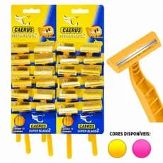Aparelho De barbear Caerus Super Bland 2 Lâminas até 24 unidades Cor Amarelo ou Rosa