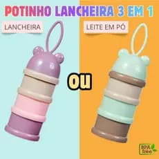 Lancheira Pote Empilhável 3 em 1 Porta Leite em Pó c/ Dosador Escola Bebê Infantil