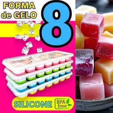 Kit até 08 Formas de Gelo com Tampa em Silicone Colorida Papinha Bebê