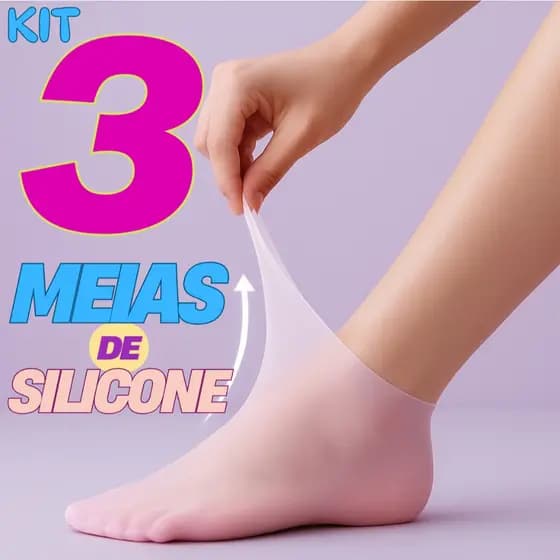 Kit até 3 Meias de Silicone Gel Cuidado Hidratação para Pés e Calcanhar Rachado Spa