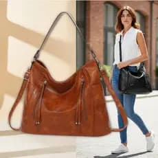 Bolsa Feminina Transversal Ombro Tiracolo Grande 2 Alças Couro Ecológico