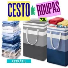 Cesto de Roupa Suja 72L Dobrável Retrátil Multiuso