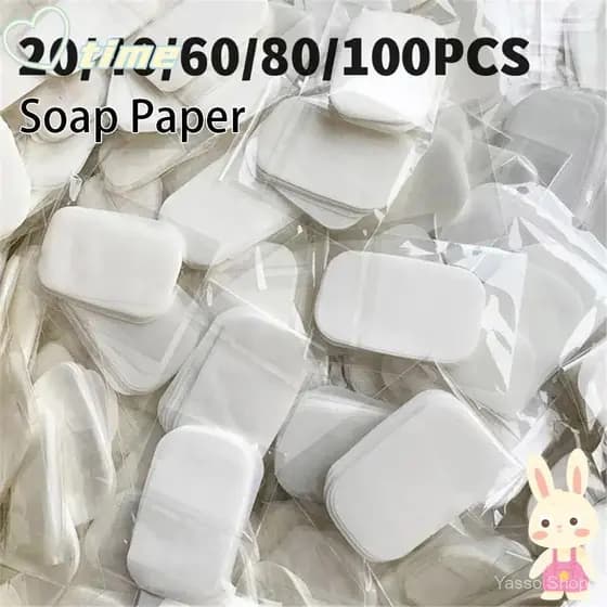 TIME1 20/50/60/80/100 unidades de sabonete em folha, folhas de espuma de limpeza para lavagem das mãos, folhas de sabone