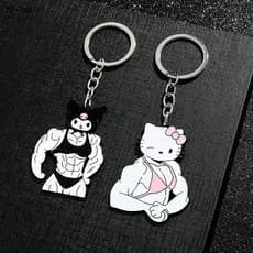 [Dhiint] Chaveiro Sanrio Muscle Anime Figura Kuromi Hello Kitty Pingente Bolsa Acessórios Decorativos Mochila Gar